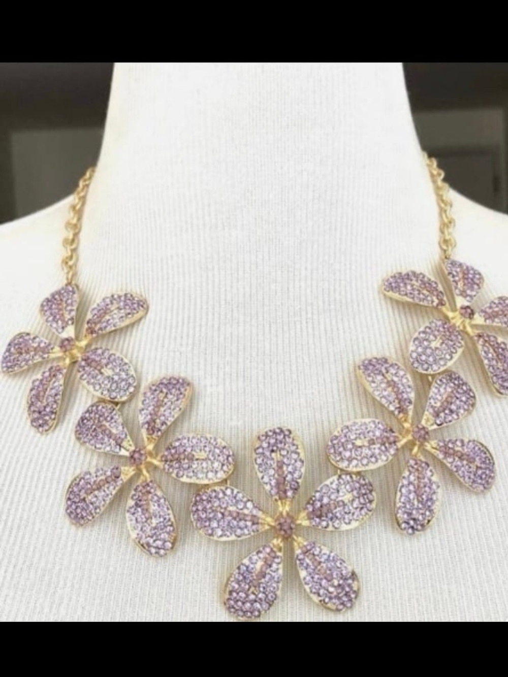 Natasha Denona Gold-Tone Necklace with Lavender Crystal Flower Motif